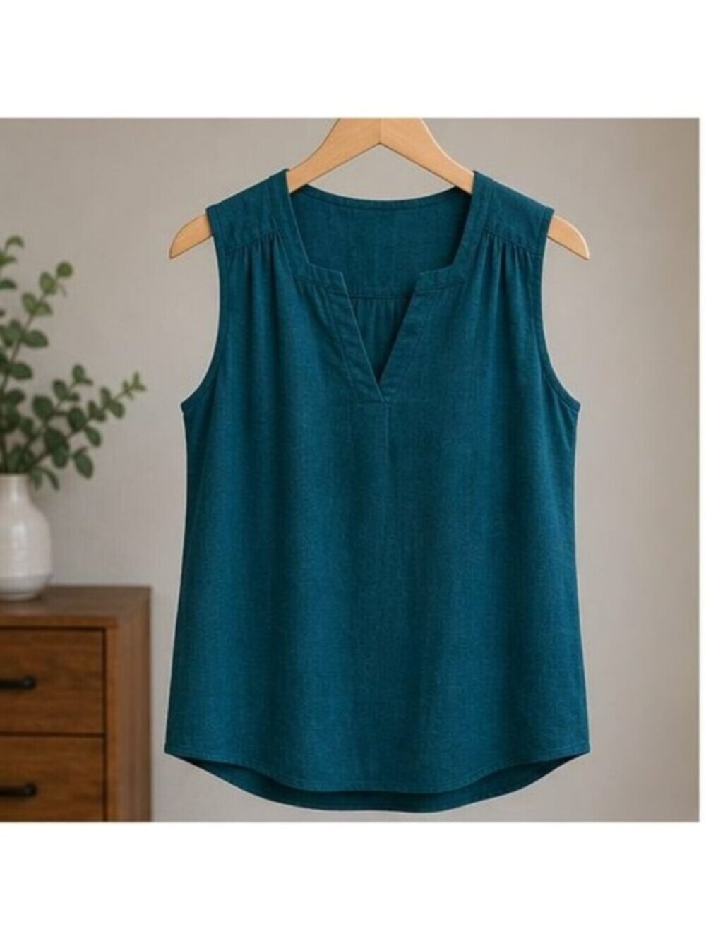 Teal V Neck Top